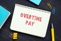 Conceptual photo about OVERTIME PAY with written text. OvertimeÃÂ is the amount of time someone works beyond normal workingÃÂ hours